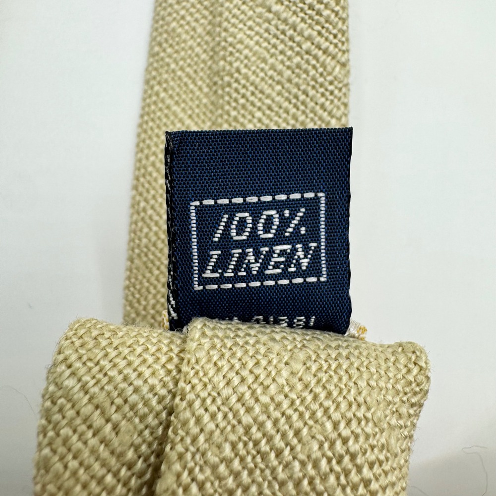 Polo Ralph Lauren Mens Tie Tan 100% Linen Embroidered Pony Logo Luxury Designer - Picture 7 of 9